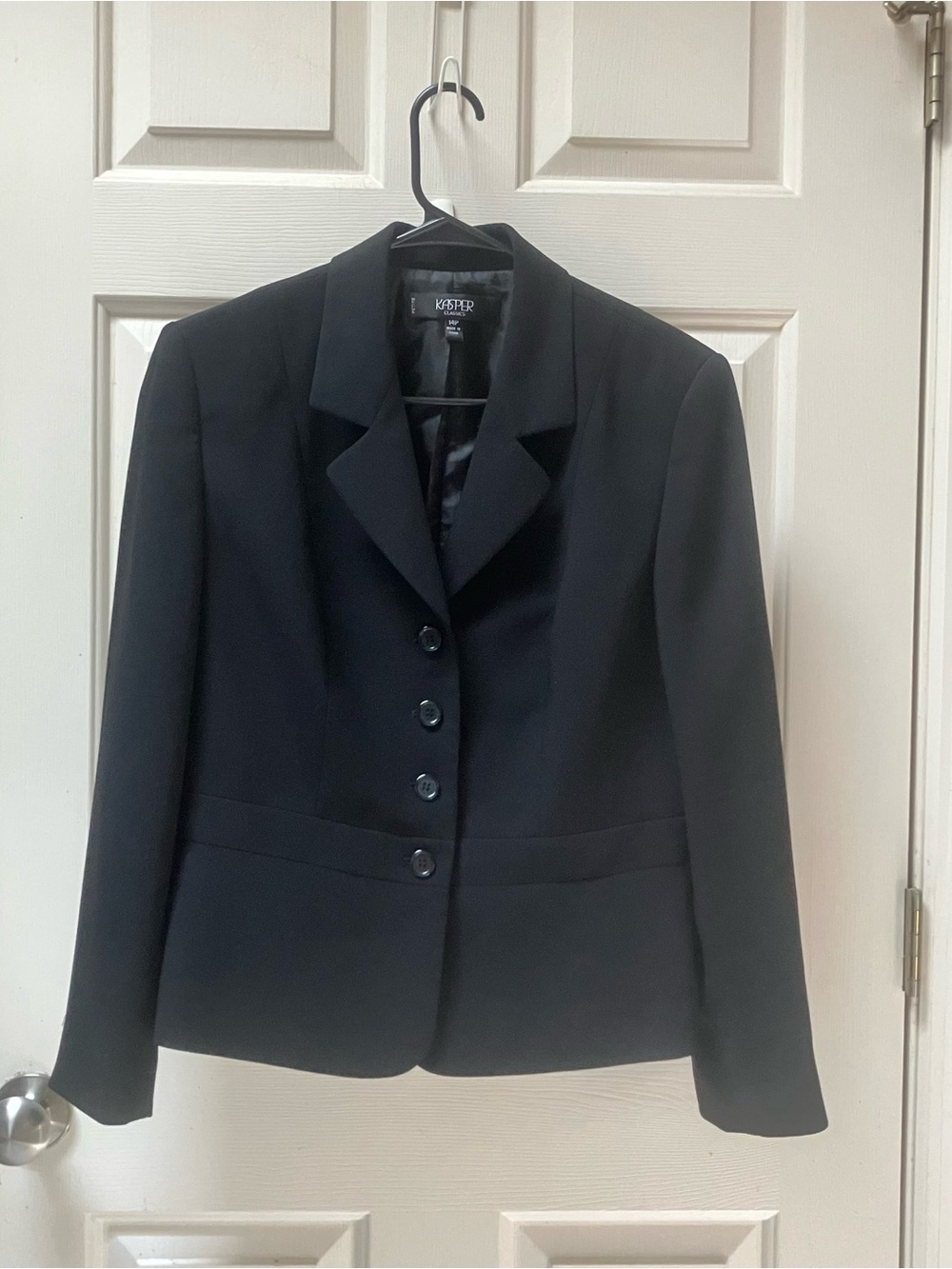 Kasper Black Womens Tailored Blazer with Four-Button Front